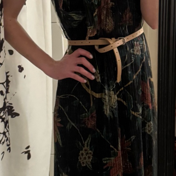 Johnny Was Black Floral Halter Maxi Dress with Green and Rust Accents - Picture 5 of 5